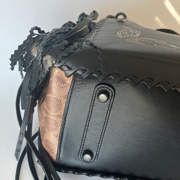 HTF Coach Dreamer 36 With Chelsea Tattoo Fringes Black 37122 EUC - Picture 3 of 15